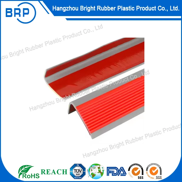 Non-Slip PVC Rubber L-Shaped Corner Guard Staircase Threshold Strip Moulded Step Edge Trim Strips For Slip Resistant Stair
